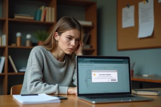 Étudiante frustrée devant un message d'erreur sur le webmail académique de Grenoble