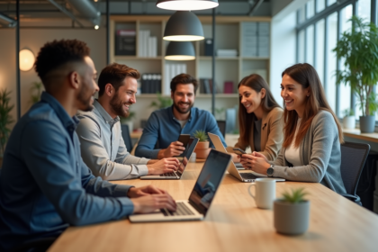 Groupe diversifié de professionnels dans un bureau moderne